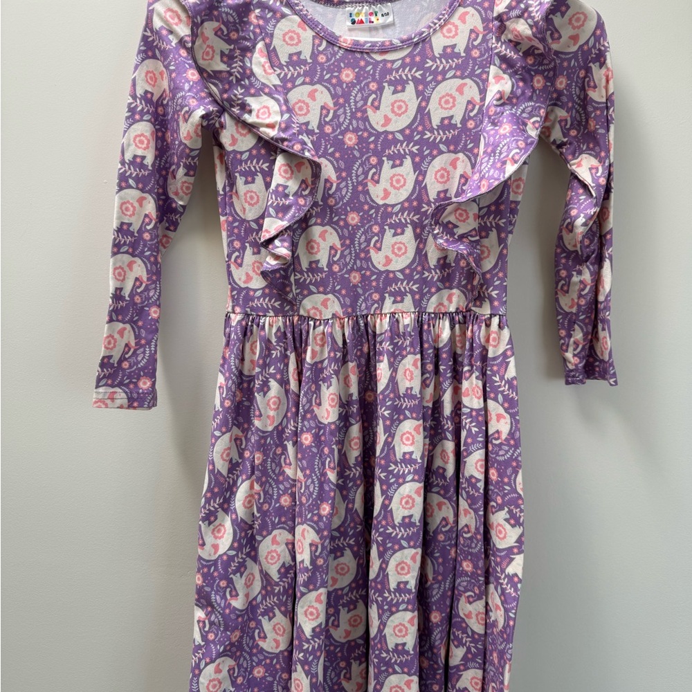 Dot Dot Smile Purple Dress with Elephant Pattern